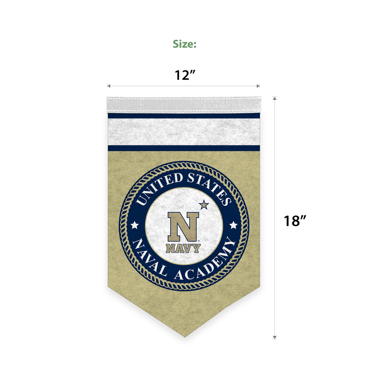 AGAS Mini US Naval Academy Midshipmen Logo Wall Hanging Triangle Felt Banner 12X18 inches - with 1" Pole Sleeve