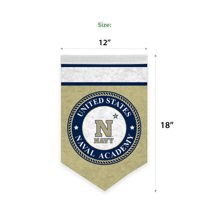 AGAS Mini US Naval Academy Midshipmen Logo Wall Hanging Triangle Felt Banner 12X18 inches - with 1" Pole Sleeve