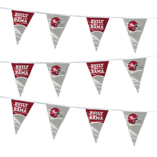 AGAS 15' Alabama Decorations, Champs Triangle Flag Bunting Decorations, Roll Tide Décor, Alabama Cheerleading, Pennants - NCAA Officially Licensed
