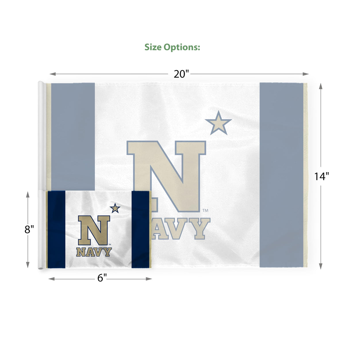 AGAS Navy Midshipmen Bill the Goat Golf Flags with Tube Insert 14x20 inch, Mini Putting Green Flags for Yard, 200D Nylon, Canvas Header Stitched Borders