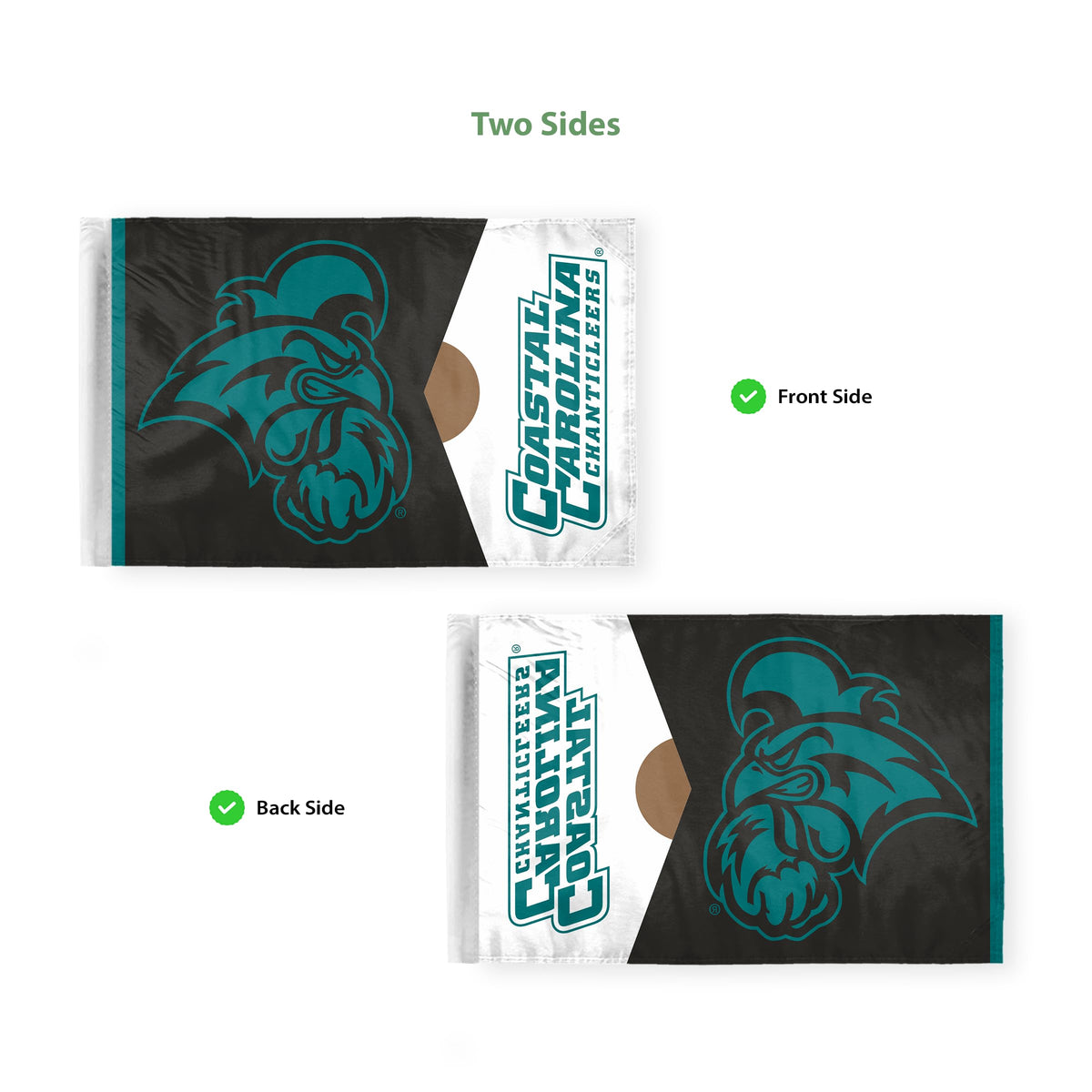 AGAS Coastal Carolina CCU Chanticleers Motorcycle Flag 6 x 9 Polyester – 3/8" Pole Sleeve – Flag Only - CCU Bike Flags