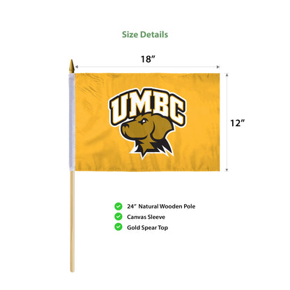 University of Maryland Baltimore County Stick Flag 12 x 18 inch