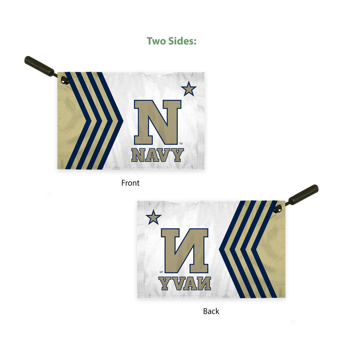 AGAS Navy Midshipmen Swirler Flag 12x18 Inch, USNA Merchandise, Single-Reverse Polyester, Built-in Plastic Handle Bar