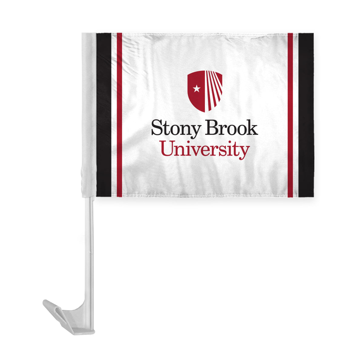 AGAS Stony Brook University Economy Car Flag 12 x 16 inch – Single Sided Printed Polyester Stony Brook Seawolves Flag – Official NCAA SBU Product – Vehicle Mount with 17 inch Flex Pole and Closed Top Sleeve