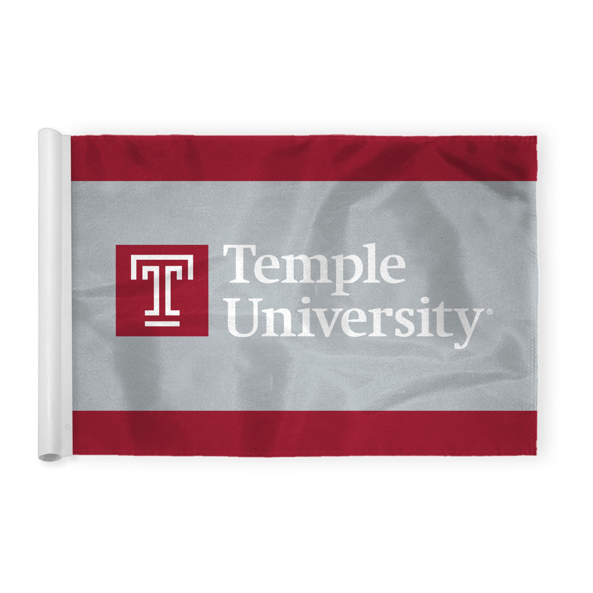 AGAS Temple University T Logo and Text Golf Flag 6 x 8 inch – Single Sided Printed Nylon – Officially Licensed NCAA Product – Temple Owls Golf Flag with Plastic Tube Insert and Reinforced Stitched Edges