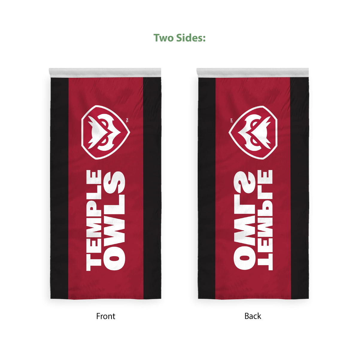 AGAS Temple Owls Vertical Text Banner 2 x 4 ft – Single Sided Printed Polyester with Bleed Through – Officially Licensed NCAA Product – Temple University Hanging Banner with 1.5 inch Pole Sleeve and Reinforced Stitching