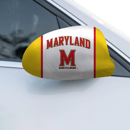 Maryland UMD Terps Car Mirror Covers with College Logo, Large- 4-Way Stretchy Material Spandex Poly, Weather Resistant