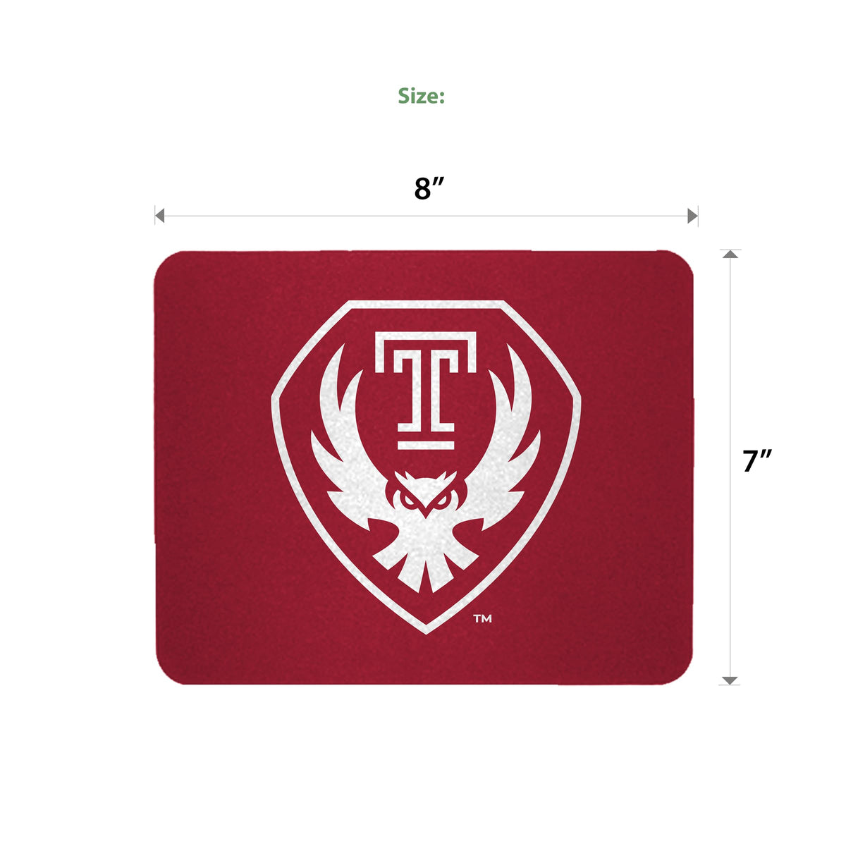 AGAS Temple Owls Logo Mouse Pad 8 x 7 inch – Single Sided Printed Neoprene with Non Slip Rubber Base – Officially Licensed NCAA Product – Temple University Mouse Pad with Heat Cut Edges
