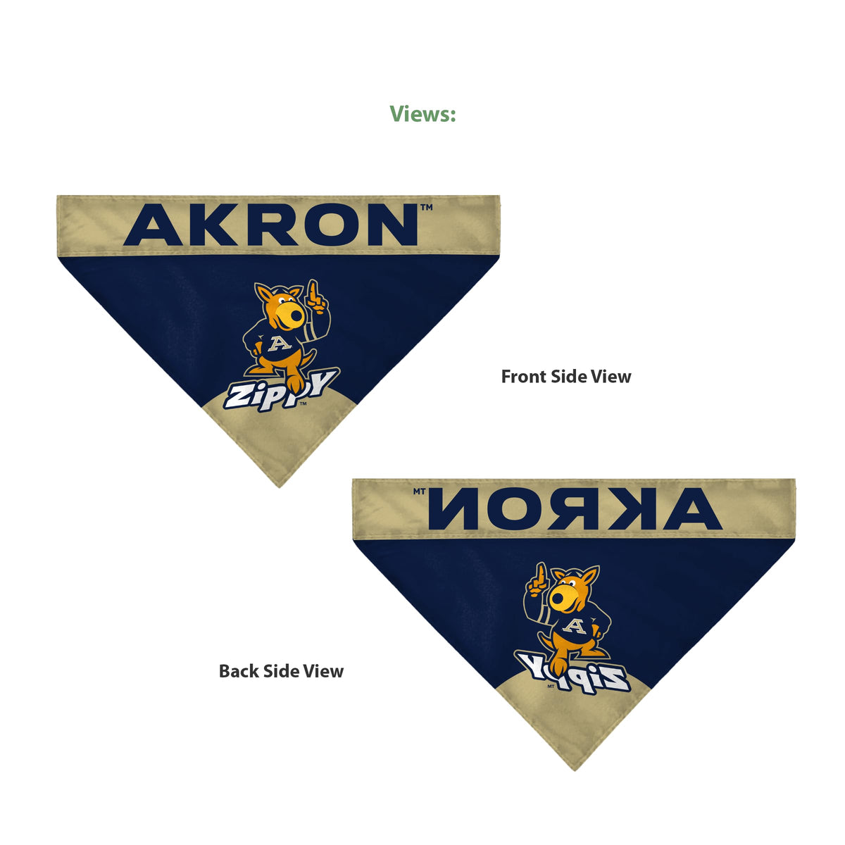 University of Akron Pet Bandana 14.75 x 9.5 inch