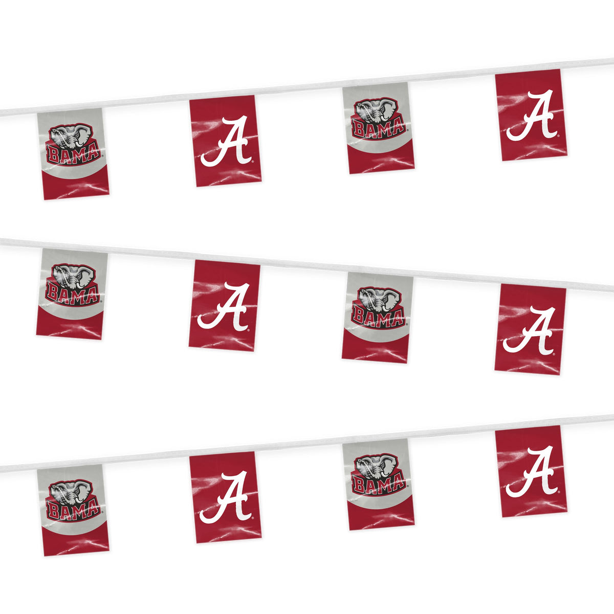 AGAS Alabama University Crimson Tide Decor Angry AL 30 Foot Long String Flag Pennants Bunting Decorations, Team Logos for Tailgates, Graduation, Birthdays, Dorm