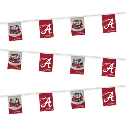 AGAS Alabama University Crimson Tide Decor Angry AL 30 Foot Long String Flag Pennants Bunting Decorations, Team Logos for Tailgates, Graduation, Birthdays, Dorm