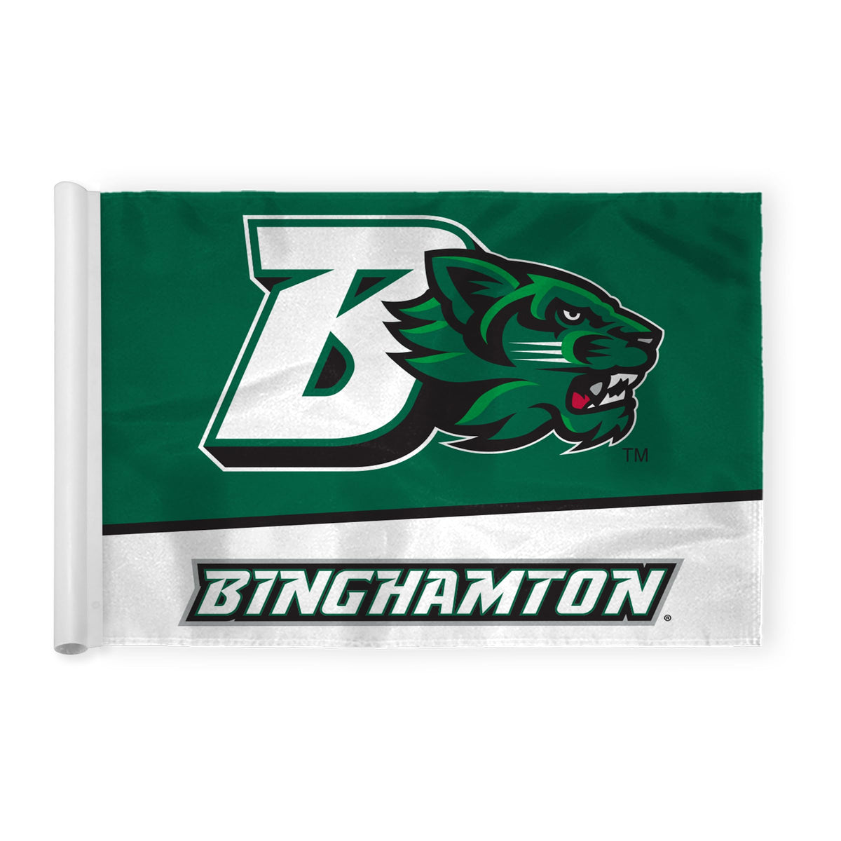 AGAS Binghamton University Golf Flag 14 x 20 inch – Single Sided Printed Nylon BU Bearcats Design – Official NCAA Binghamton Bearcats Flag – Golf Display with Plastic Tube Insert and Reinforced Stitched Edges