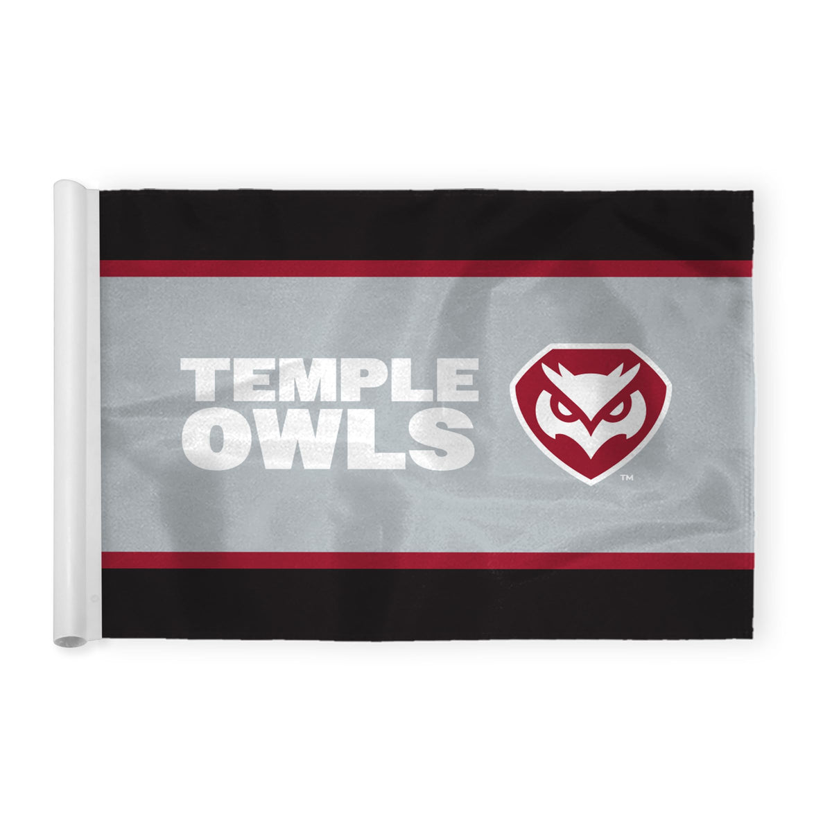 AGAS Temple Owls Wordmark Logo Golf Flag 6 x 8 inch – Single Sided Printed Nylon – Officially Licensed NCAA Product – Temple University Golf Flag with Plastic Tube Insert and Reinforced Stitched Edges