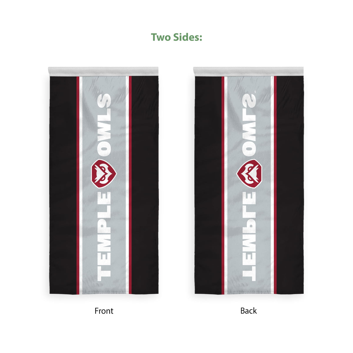 AGAS Temple Owls Vertical Wordmark Banner 2 x 4 ft – Single Sided Printed Polyester with Bleed Through – Officially Licensed NCAA Product – Temple University Hanging Banner with 1.5 inch Pole Sleeve and Reinforced Stitching