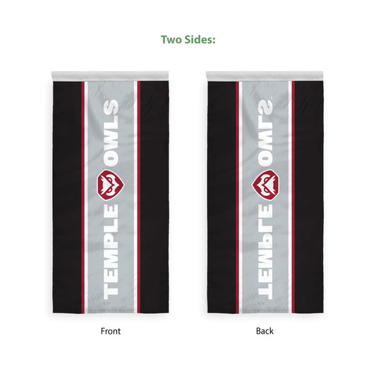 AGAS Temple Owls Vertical Wordmark Banner 2 x 4 ft – Single Sided Printed Polyester with Bleed Through – Officially Licensed NCAA Product – Temple University Hanging Banner with 1.5 inch Pole Sleeve and Reinforced Stitching