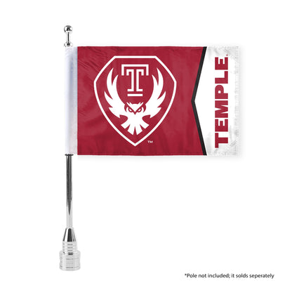 AGAS Temple Owls Logo and Temple Text Motorcycle Flag 6 x 9 inch – Single Sided Printed Polyester with Bleed Through – Officially Licensed NCAA Product – Temple University Bike Flag with 0.75 inch Canvas Sleeve and Reinforced Stitching – No Pole Incl