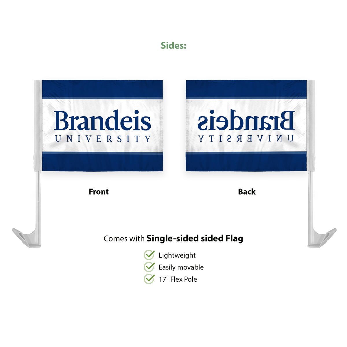 Brandeis University Economy Car Flag 12 x 16 inch
