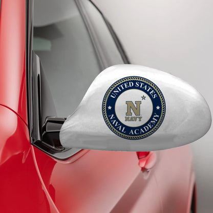 US Naval Academy Car Mirror Covers with N-Star Logo, Large- 4-Way Durable Stretchy Material Spandex Poly, Weather Resistant