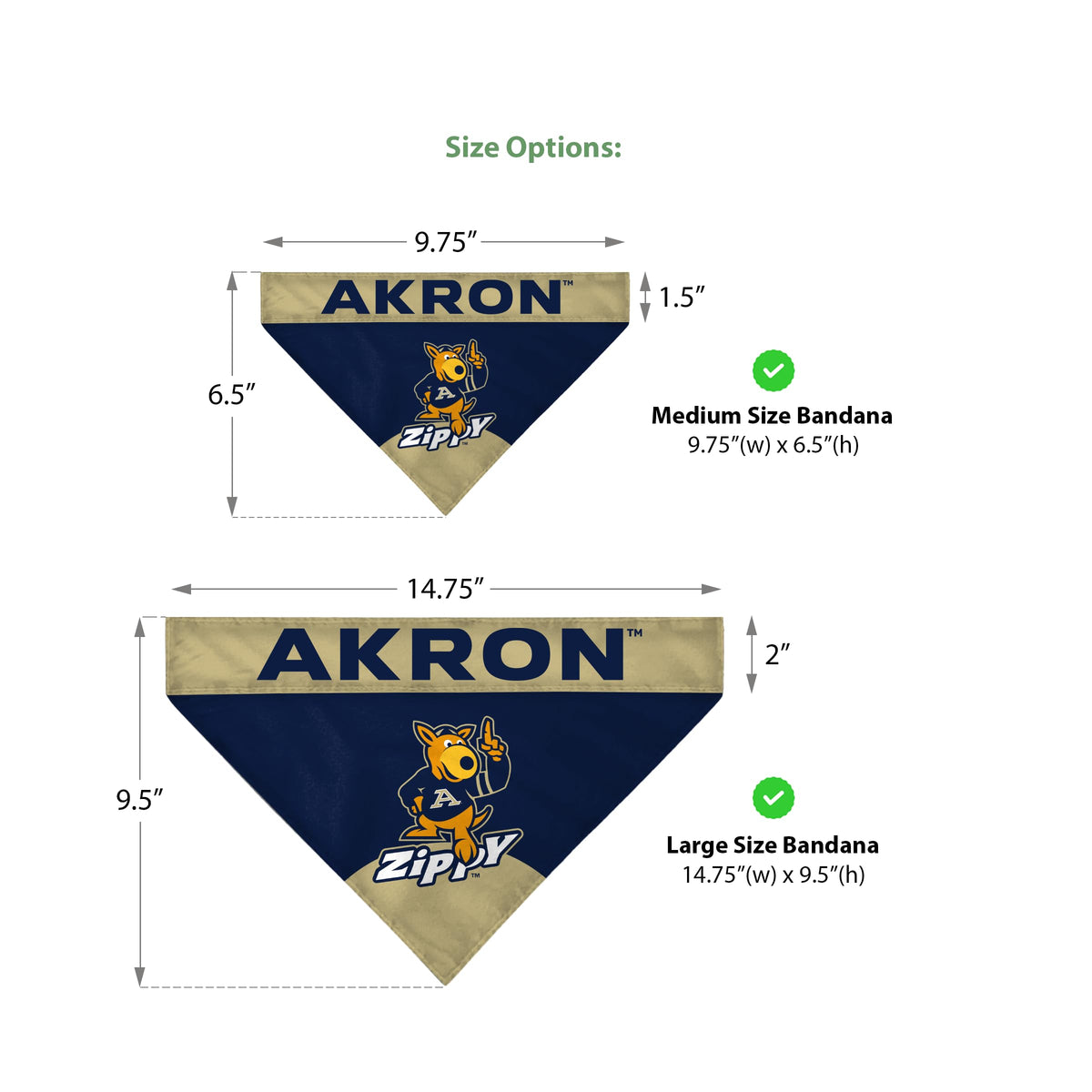University of Akron Pet Bandana 14.75 x 9.5 inch