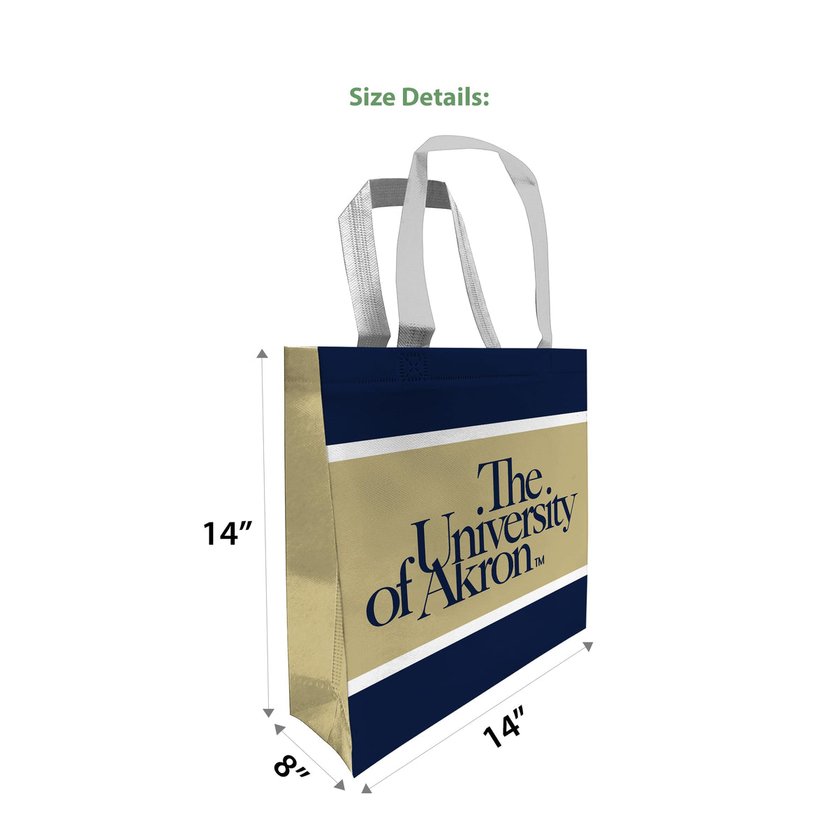 University of Akron Tote Bag 14 x 14 x 8 inch
