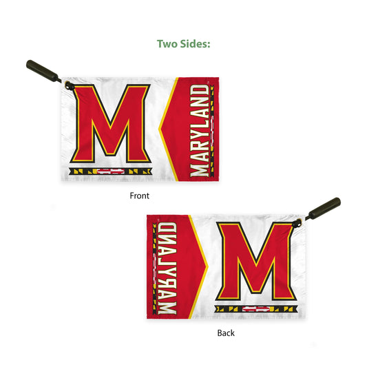 AGAS Maryland UMD Terrapins Swirler Flag, Maryland Merch, Single-Reverse Polyester, Built-in Plastic Handle Bar