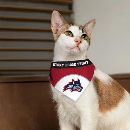 AGAS Stony Brook Seawolves Pet Bandana 14.75 x 9.5 inch – Single Sided Printed Polyester Stony Brook Spirit Design – Official NCAA SBU Product – Pet Bandana with Collar Sleeve No Collar Included