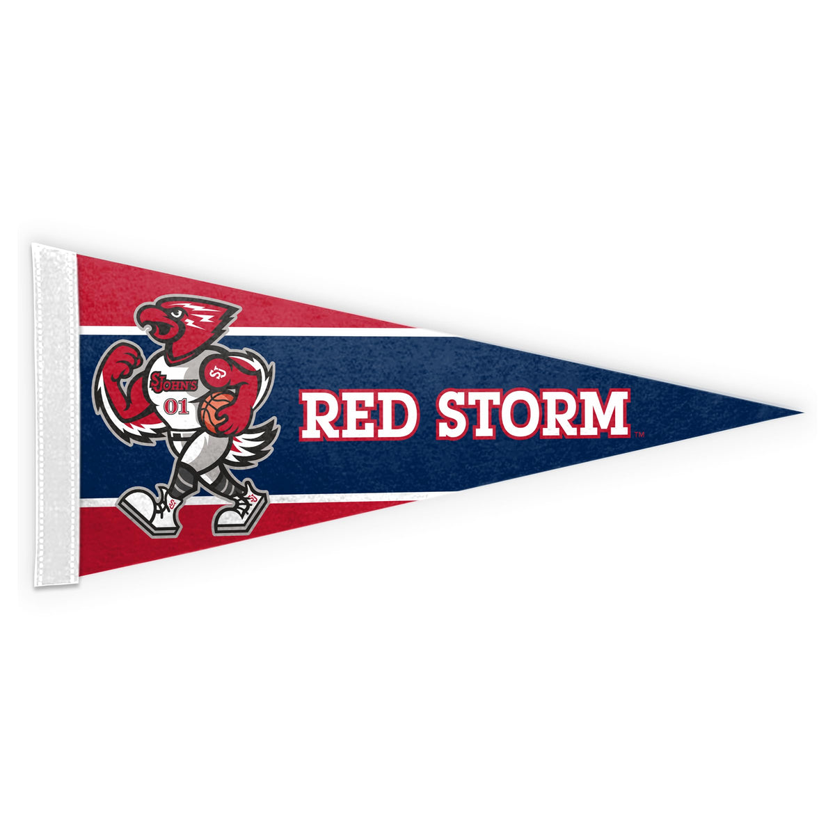 AGAS St. John’s University Felt Pennant 12 x 30 inch – Single Sided Printed Acrylic Stiff Felt Red Storm Mascot Design – Official NCAA SJU Red Storm Decor – Wall Pennant with Header and Heat Cut Edges