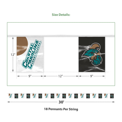 AGAS Coastal Carolina CCU Chanticleers University Decorations, Graduation Pennant Flag Football Décor for Holiday Grad Party Décor - 30FT