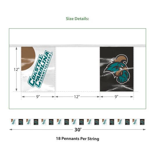 AGAS Coastal Carolina CCU Chanticleers University Decorations, Graduation Pennant Flag Football Décor for Holiday Grad Party Décor - 30FT