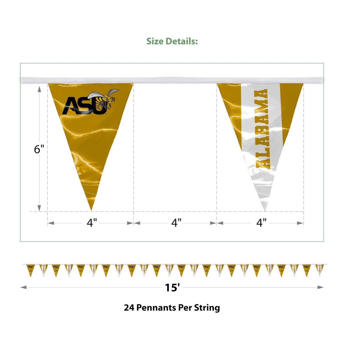 Alabama State University Pennant String 4 x 6 inch