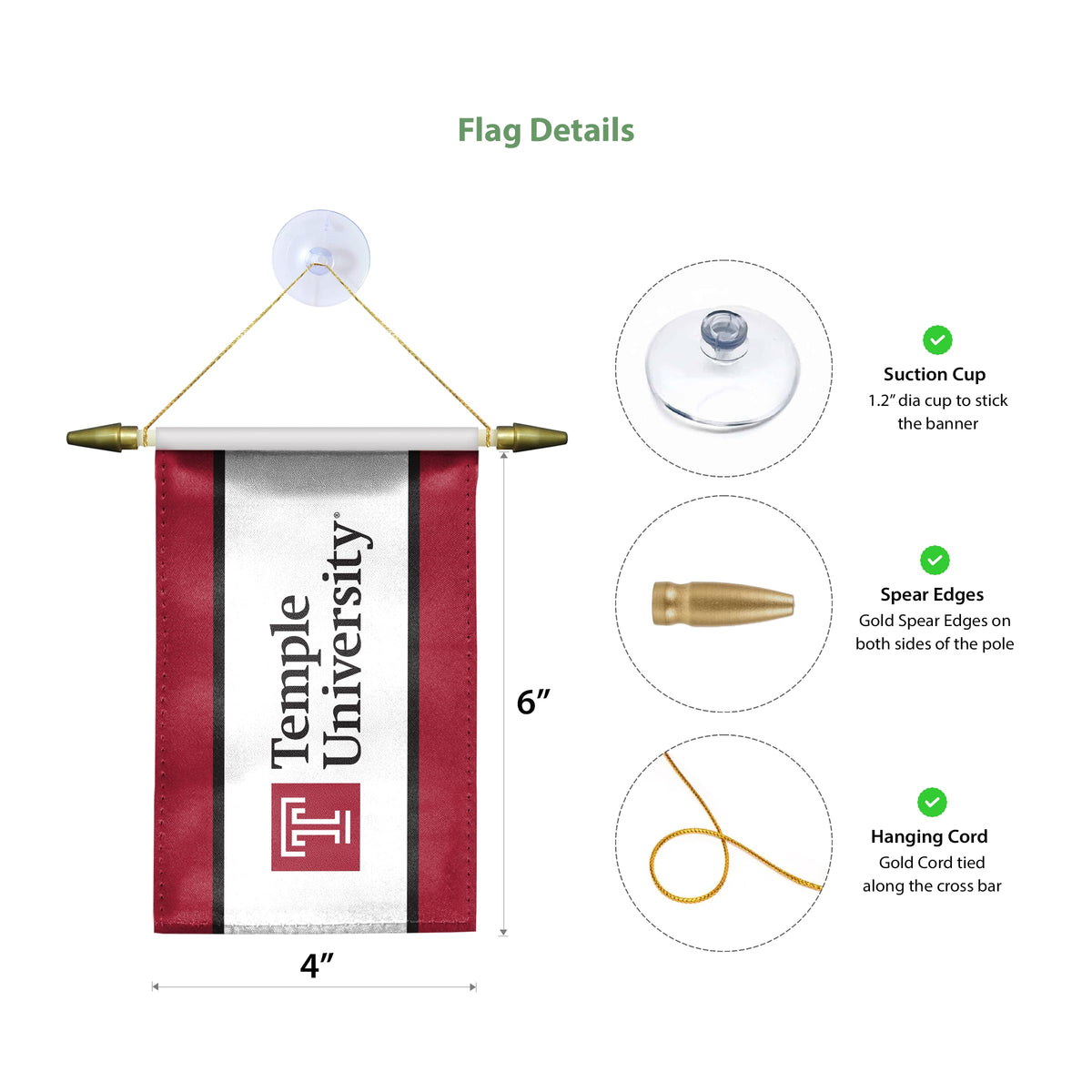 AGAS Temple University - Mini Banners 4 x 6 inches