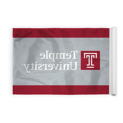 AGAS Temple University T Logo and Text Golf Flag 14 x 20 inch – Single Sided Printed Nylon – Officially Licensed NCAA Product – Temple Owls Golf Flag with Plastic Tube Insert and Reinforced Stitched Edges