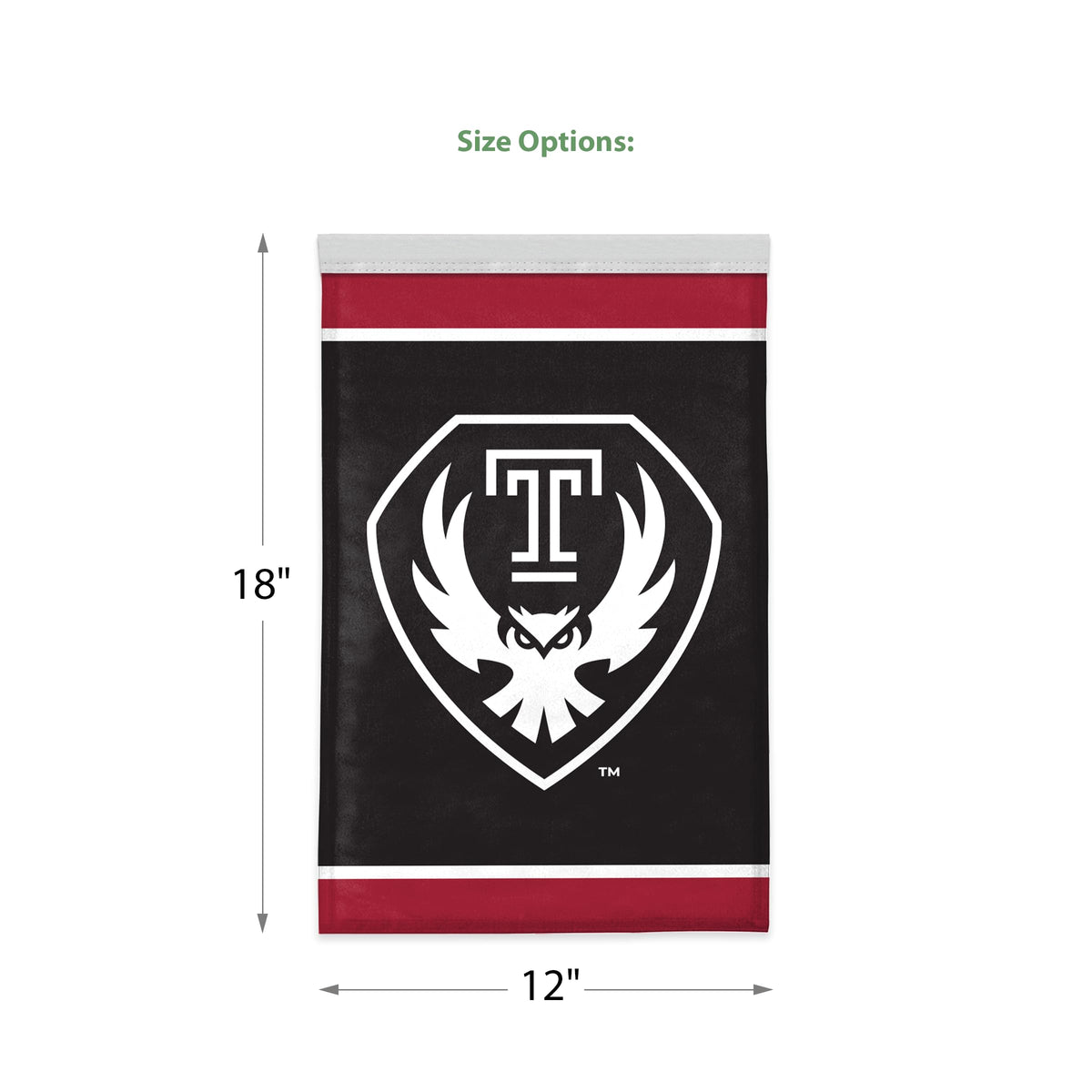 AGAS Temple Owls Shield Logo Garden Flag 12 x 18 inch – Single Sided Printed Polyester with Bleed Through – Officially Licensed NCAA Product – Temple University Outdoor Flag with Canvas Sleeve and Reinforced Stitching – No Pole Included