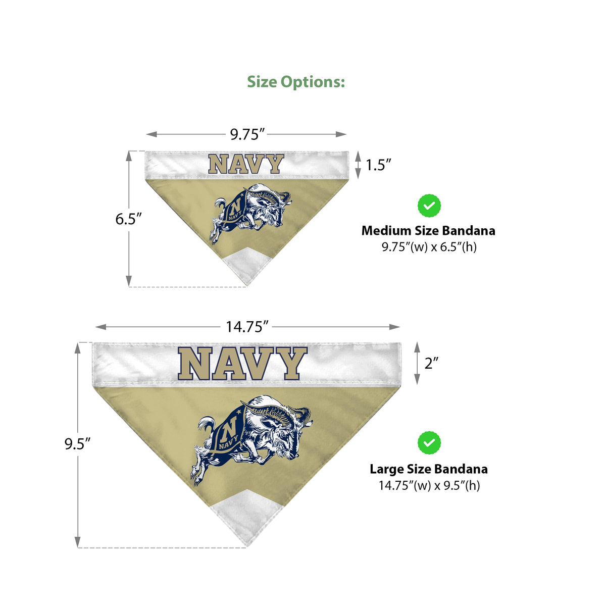 AGAS United States Naval Academy Pet Bandana 9.75 x 6.5 inch – Single Sided Printed Polyester Wordmark Design – Officially Licensed Navy Midshipmen Pet Bandana
