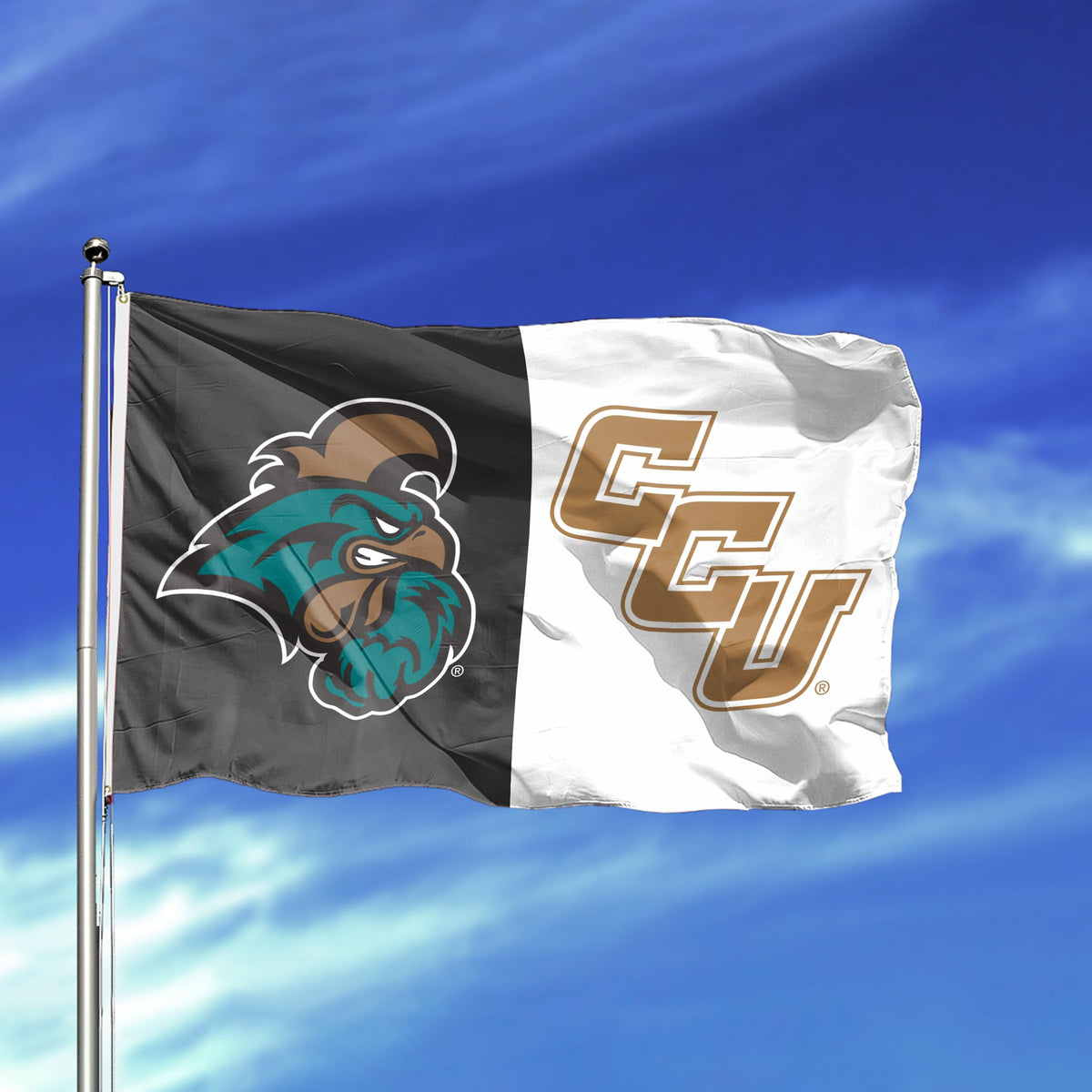 AGAS Coastal Carolina CCU Chanticleers Boat Mini Flag 12x18 Inch Printed Polyester with Brass Grommets - Chanticleers Nautical Flag