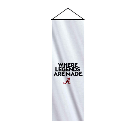 AGAS Alabama Crimson Tide Scroll Banner - Where Legends Are Made - 8.5x27.5 Inch Poly-Satin Flag - Official Licensed Merchandise - Ready to Hang with Black PVC Poles & Cords