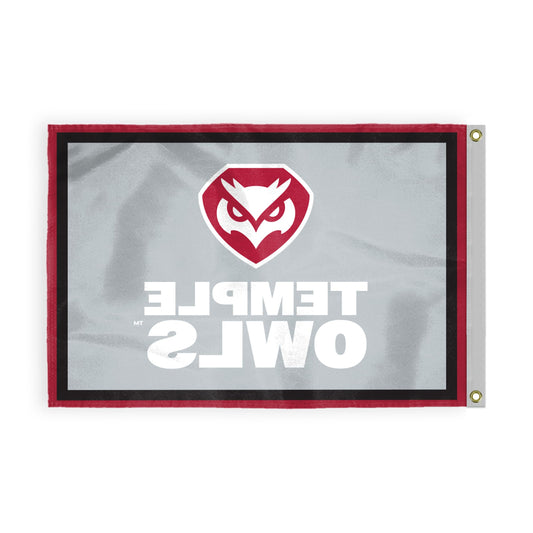 AGAS Temple Owls Wordmark Logo Flag 3 x 5 ft – Single Sided Printed Nylon – Officially Licensed NCAA Product – Temple University Outdoor Flag with Brass Grommets, Canvas Header and Reinforced Corner Stitching for Indoor Outdoor Display