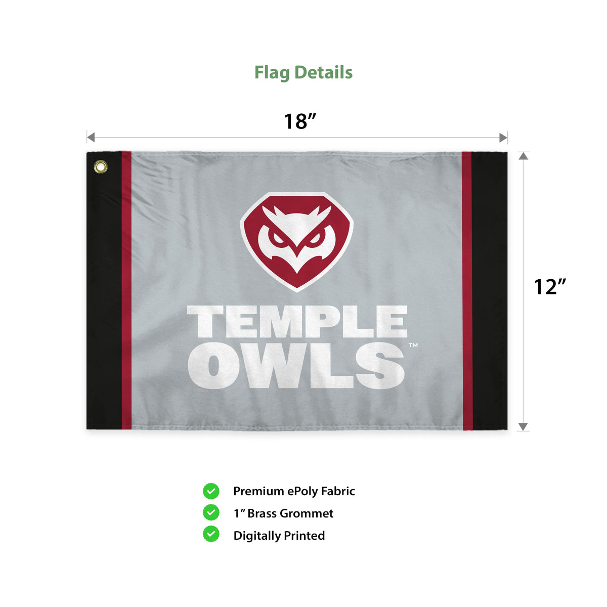 AGAS Temple University - Swirler Flag - 12" x 18"