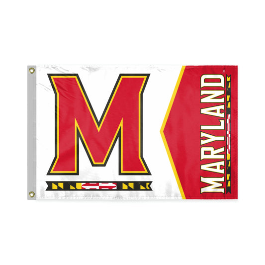 AGAS 3' x 5' Maryland UMD Terrapins Wordmark Flag - For Outdoor Use - Single-Reverse Printed Polyester with Brass Grommets - UMD Flags