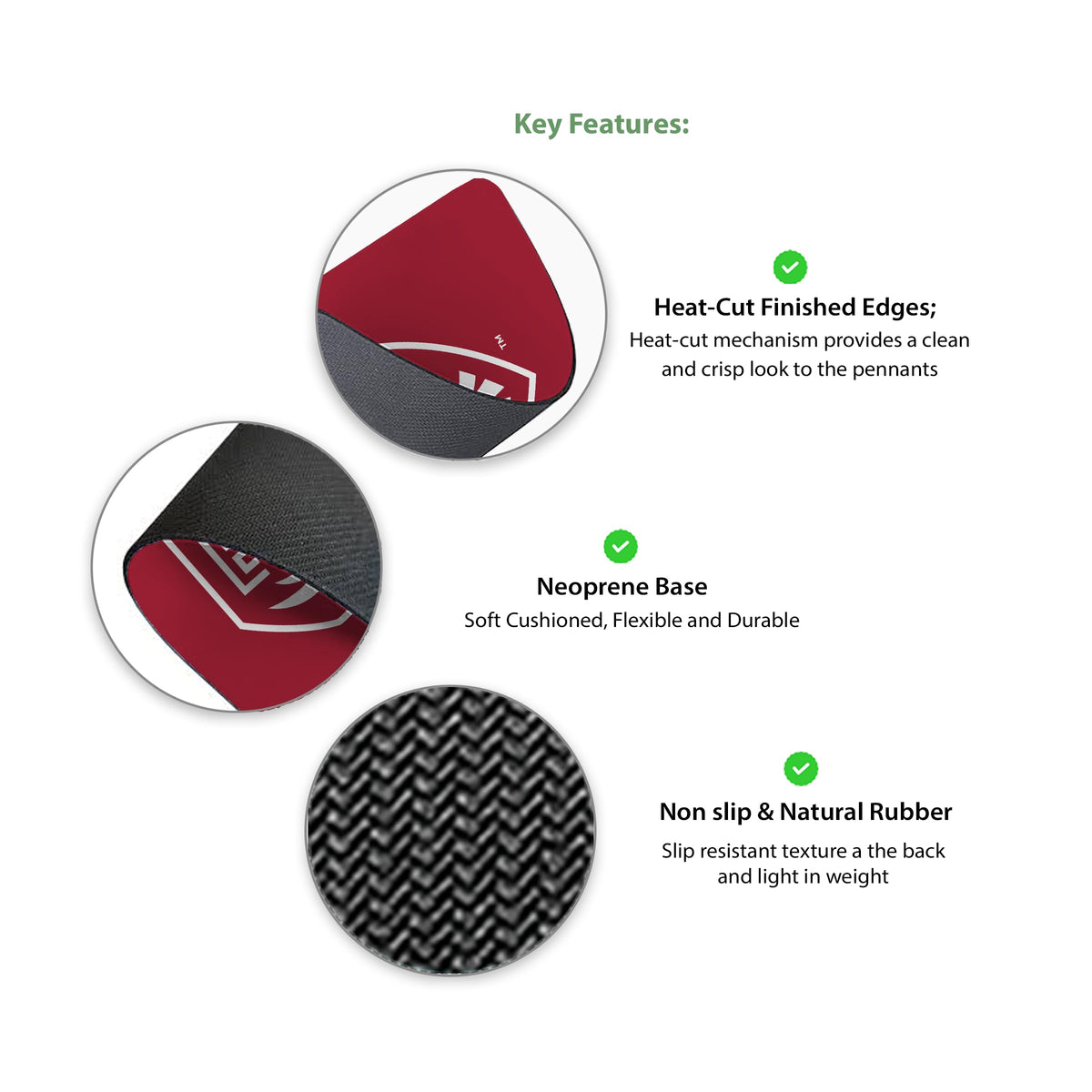 AGAS Temple Owls Logo Mouse Pad 8 x 7 inch – Single Sided Printed Neoprene with Non Slip Rubber Base – Officially Licensed NCAA Product – Temple University Mouse Pad with Heat Cut Edges