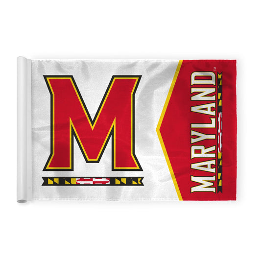 AGAS Maryland UMD University Terrapins Golf Flags with Tube Insert 6"x8", Mini Putting Green Flags for Yard, 200D Nylon, Canvas Header Stitched Borders