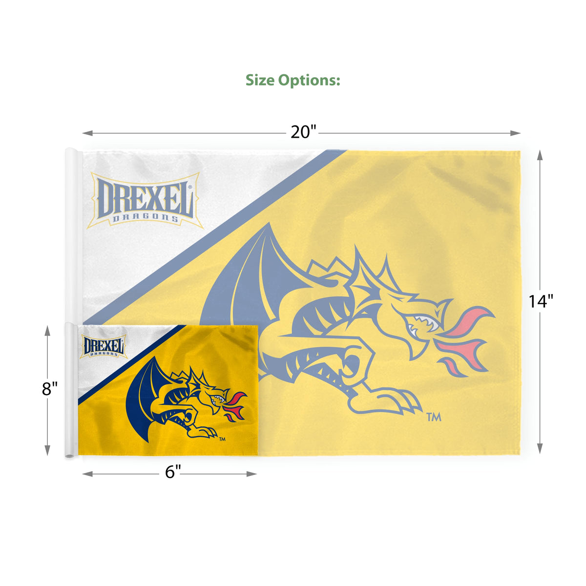AGAS Drexel DU University Dragons Golf Flags with Tube Insert 6"x8", Mini Putting Green Flags for Yard, 200D Nylon, Canvas Header Stitched Borders