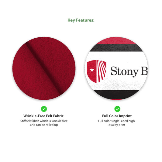 AGAS Stony Brook University Felt Pennant 9 x 24 inch – Single Sided Printed Acrylic Stiff Felt Stony Brook University Wordmark Design – Official NCAA SBU Product – Wall Pennant with Header and Heat Cut Edges