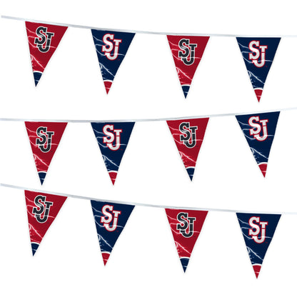 AGAS St. John's University Pennant Banner String 4 x 6 inch – 15 ft Triangle Pennants SJ Logo Design – Official NCAA Red Storm Decor – Party Decoration with 24 Pieces