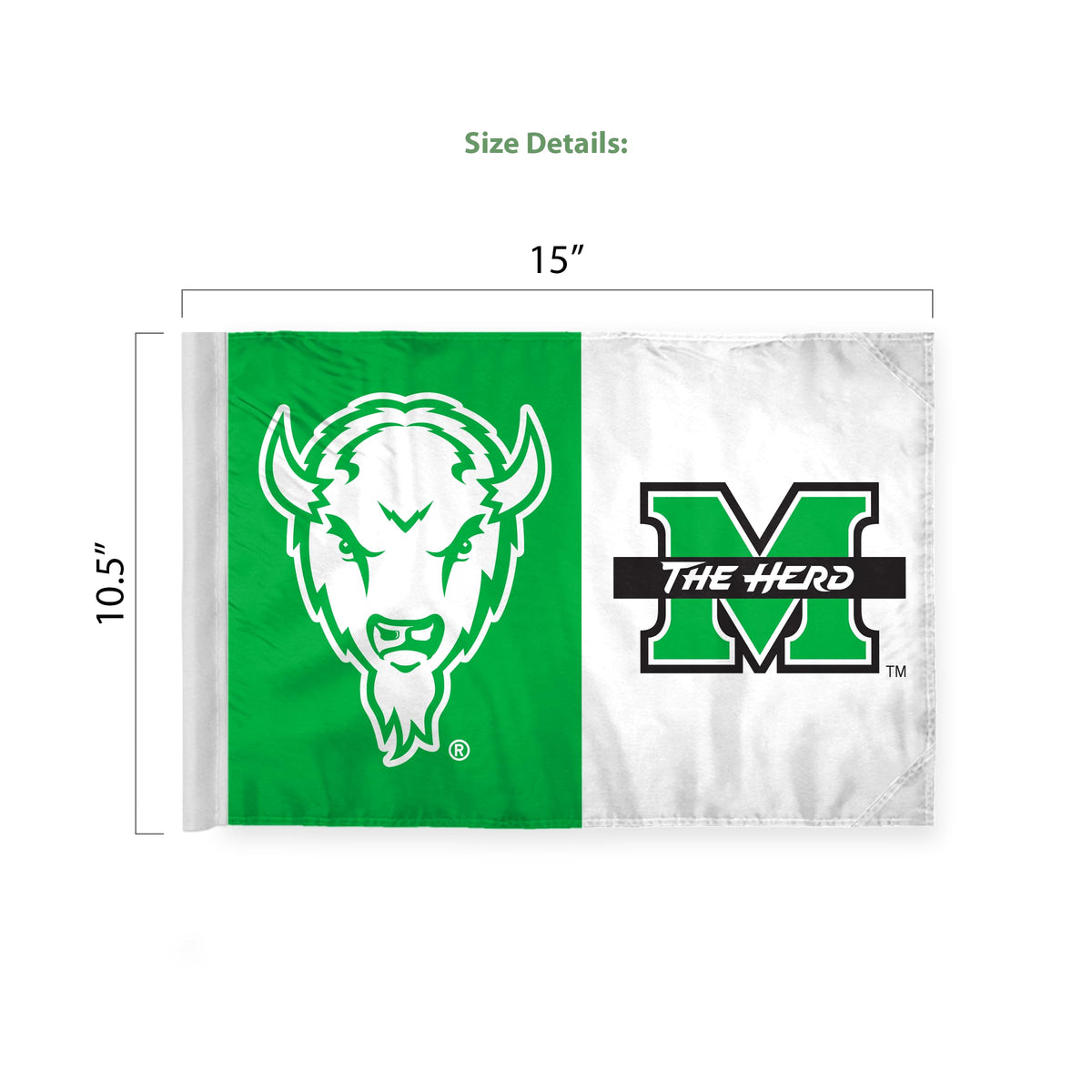 Marshall University Premium Car Flag 10.5 x 15 inch