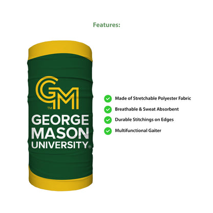 AGAS George Mason GMU University Patriots Neck Gaiter Face Cover, Multiuse Balaclava, Patriots Beanie, Headband, Bandana, Neck Warmer, Running Scarf, Hair Band, Wristband, Officially Licensed GMU Gear