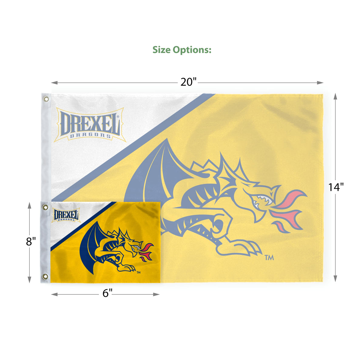 AGAS Drexel Dragons Stripes Golf Flags with Brass Grommets 6"x8", Mini Putting Green Flags for Yard, 200D Nylon, Canvas Header Stitched Borders