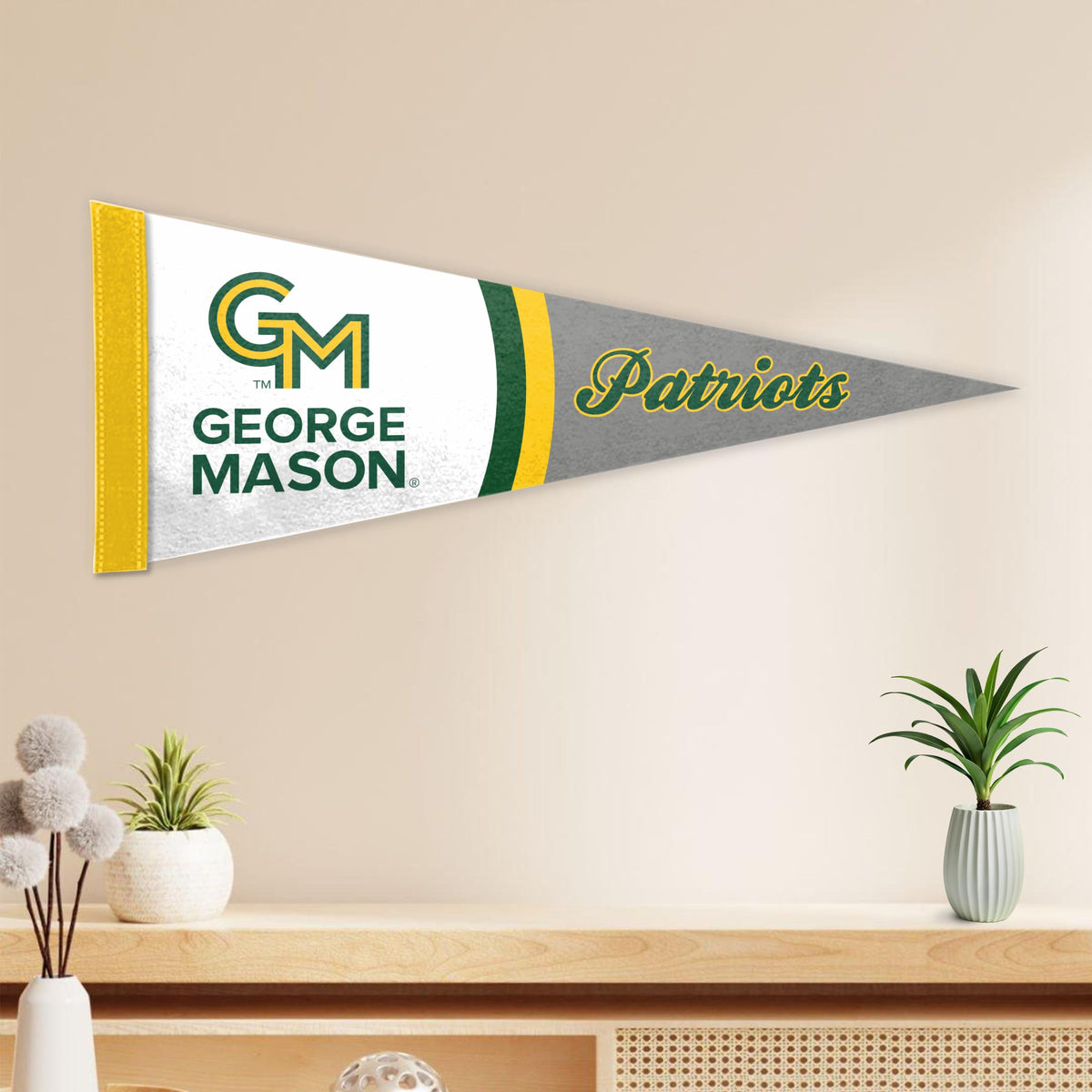 AGAS George Mason Full Size Pennant Flag Banner, 12 x 30 inch, Rigid Felt - For Dorm, Game Room, Man Cave, Bed Room