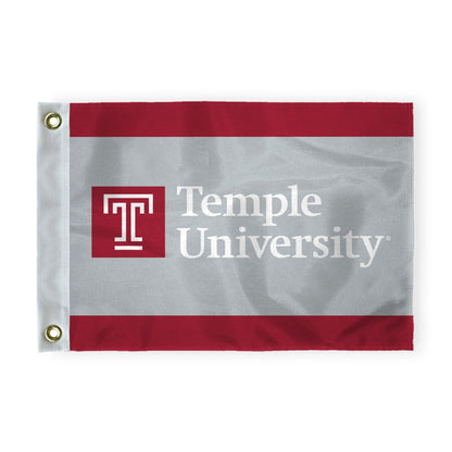 AGAS Temple University T Logo and Text Golf Flag 14 x 20 inch – Single Sided Printed Nylon – Officially Licensed NCAA Product – Temple Owls Golf Course Flag with Brass Grommets, Canvas Header and Reinforced Stitched Edges