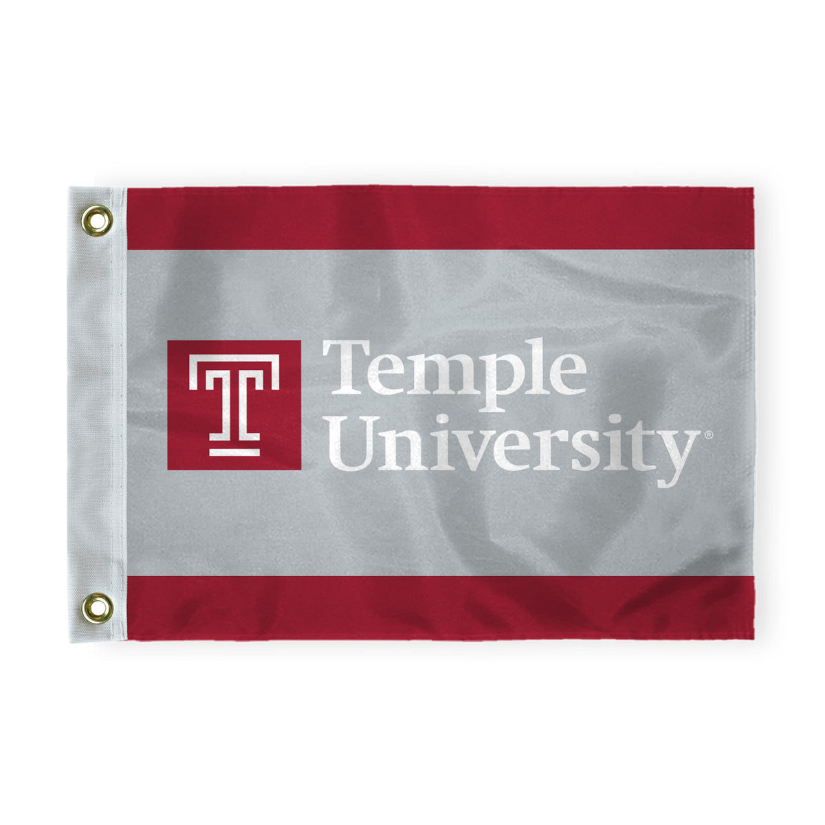 AGAS Temple University T Logo and Text Golf Flag 6 x 8 inch – Single Sided Printed Nylon – Officially Licensed NCAA Product – Temple Owls Golf Course Flag with Canvas Header, Brass Grommets and Reinforced Stitched Edges